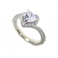 Ring Heart Silver Sterling Zircon Stone 925 Women Jewelry Handmade Gift B513